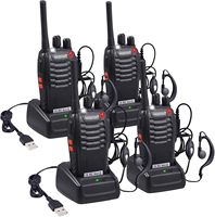Walkie Talkies 16 Kanäle PMR Funkgeräte mit Sprachaufforderung Wiederaufladbare mit USB-Ladegerät und Kopfhörer -Schwarz(2 Paar)