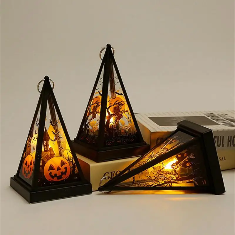 10/5/3/1PCS Halloween Decorative Indoor Lantern Halloween Desktop Vintage Lantern With LED Candle Portable Decoration For Party