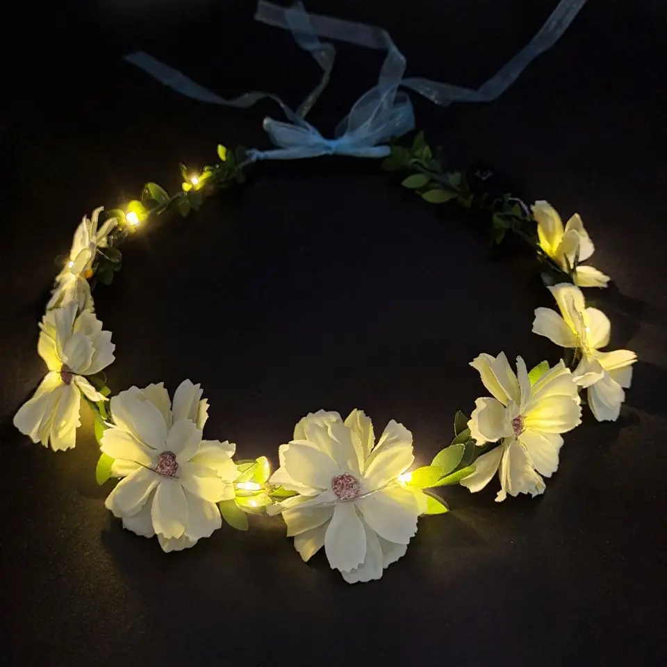 10pcs Flower Crown Wreath Headband Floral Garland Headpiece for Women Girls  Holiday Glow Party   navidad   Halloween