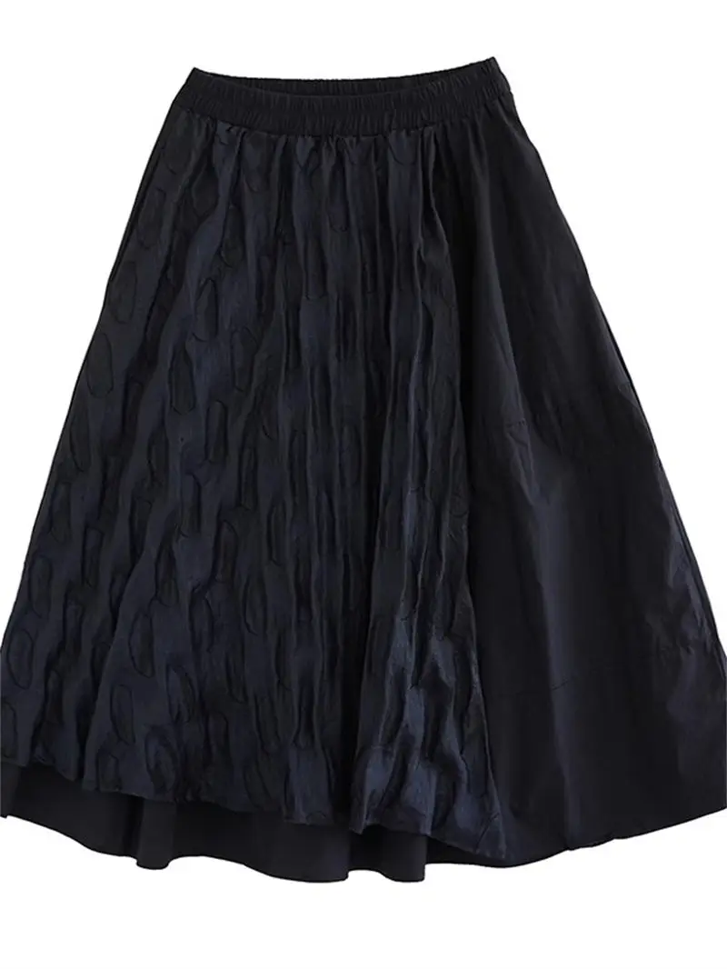 2025 Nowy projekt czarnej spódnicy midi w kształcie litery A dla kobiet |   Wiosenna letnia luźna spódnica z siateczkowym panelem |   Wygodna spódnica na co dzień
