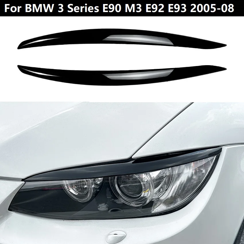 Car Front Headlight Eyelids Eyebrows Headlamp Eye Lid Cover Trim Sticker For BMW 3 Series E90 M3 E92 E93 2005-2008 Accessories