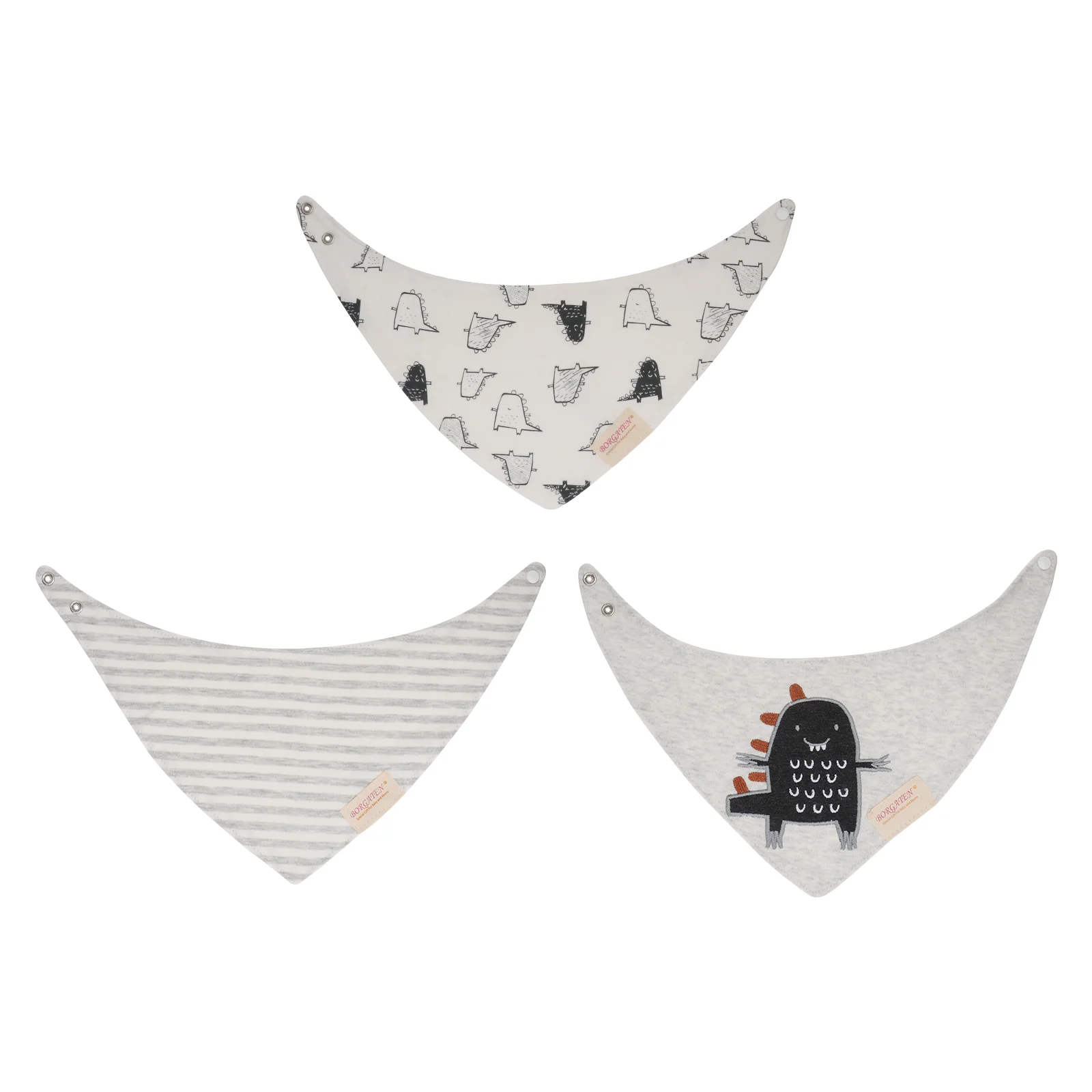 

3 Pcs Baby Triangle Scarf Eating Bib Feeding Bibs with Dinosaurs Saliva Towel Pure Cotton (above 95%) Supply