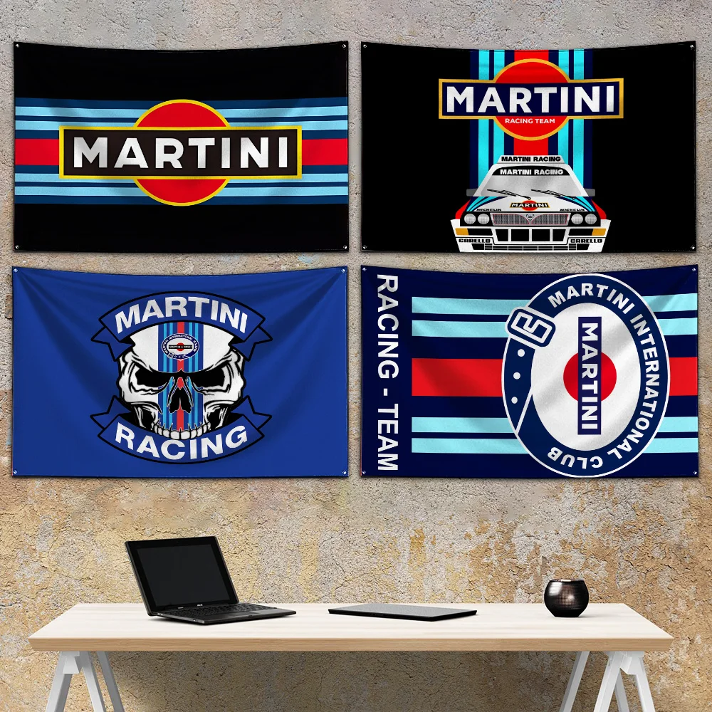 3x5 Ft Martini Stripe Racing  Flag Polyester Digital Printing Banner For Garage or Out door Decoration