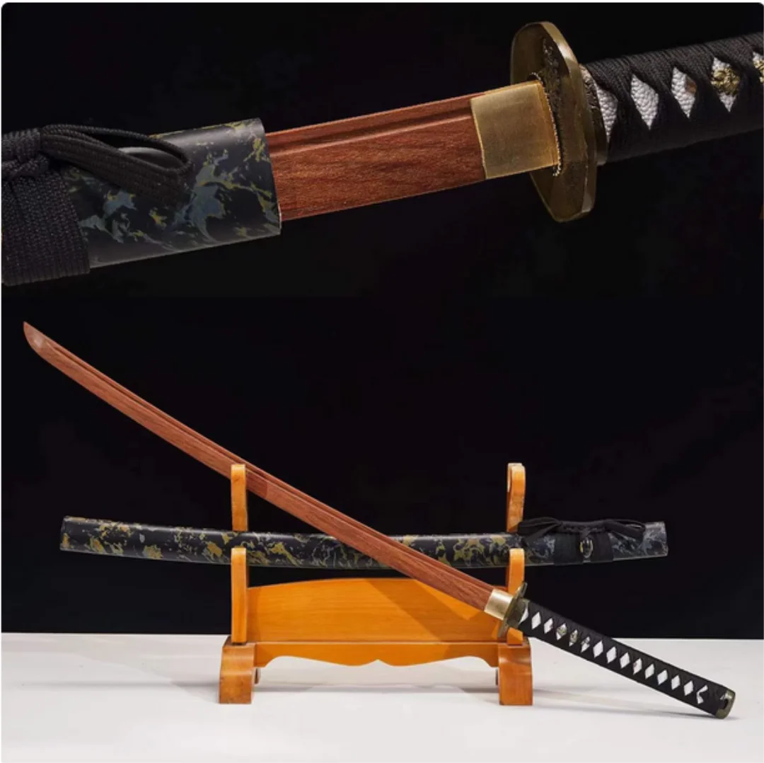 

High Quality Japanese Samurai Katana Juhe Sword Log IPE Wood Blade Fit Exercise Training Cosplay Weapon Props Unsharp