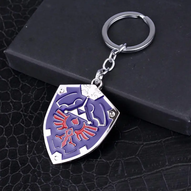 Zeldas Hylian Shield Keychain Breath of The Wild Sheikah Eye Majora\'s Mask Sword Triforce Symbol Pendant Keychains Men Jewelry