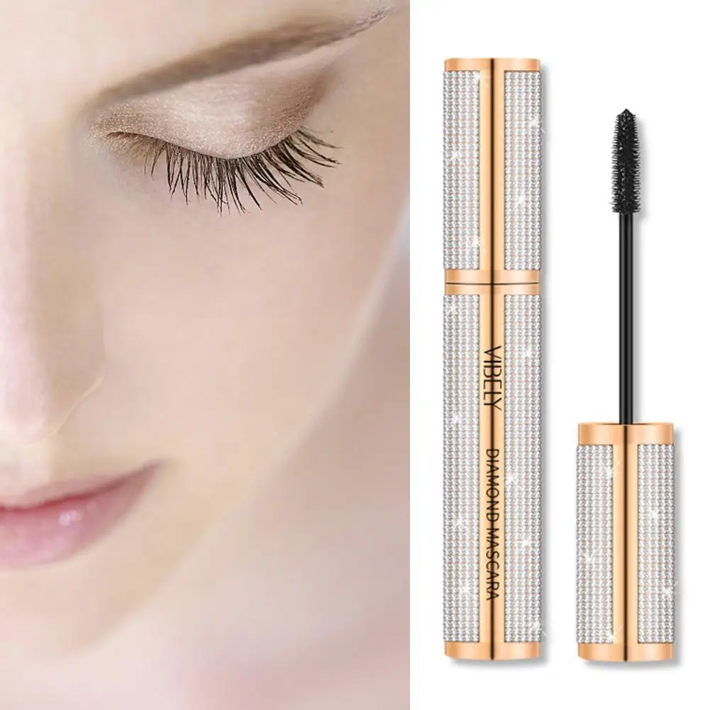 Mascara per ciglia in fibra di seta 4D Diamond Mascara impermeabile a lunga durata per l'estensione delle ciglia Volume nero asciugatura rapida spessa O1Q7