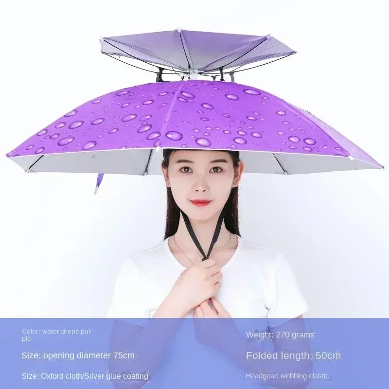 Fishing Umbrella Hat Foldable Umbrella Cap Camping Fishing Hiking Festival Outdoor Parasol Foldable Umbrella Cap Fishing Tools