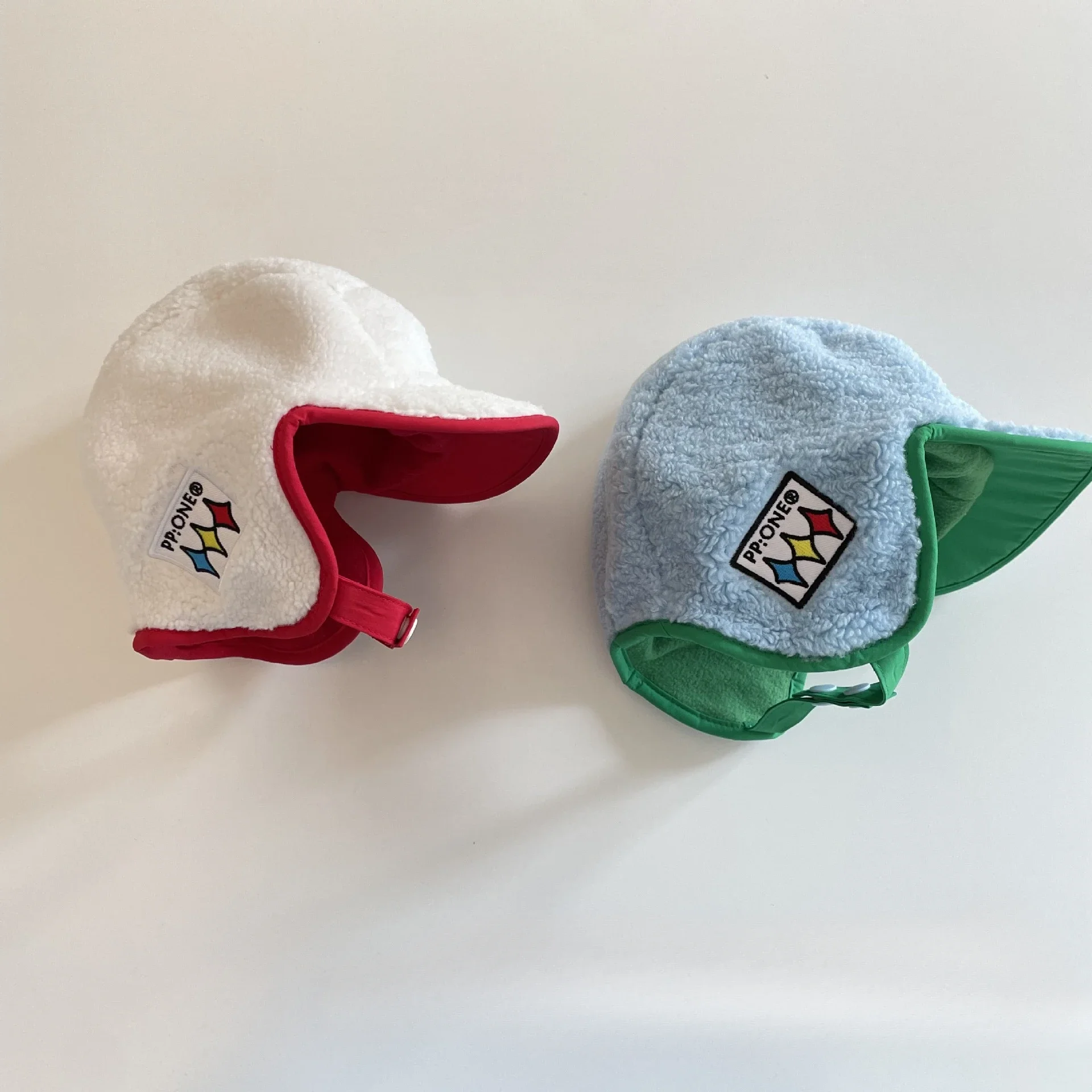 부모-자녀 겨울 모자 플러시 키즈 레이펑 모자 어린이 소녀 소년 양털 대비 색상 겨울 어린이 귀 보호 모자