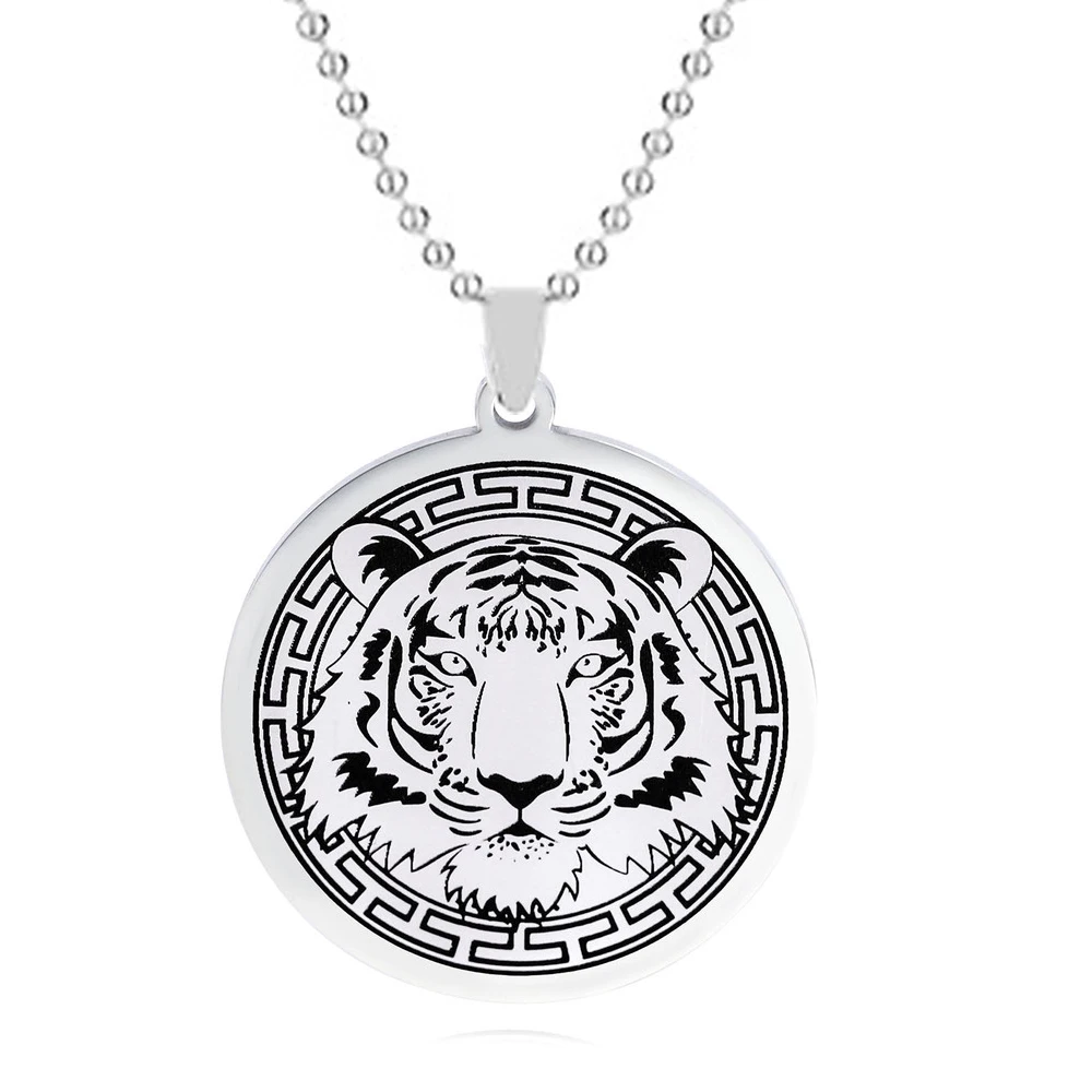 Savage Wolf Lion Tiger Bear Stainless Steel Necklace Tough Men's Amulet for Men's Jewelry Gifts Accessories