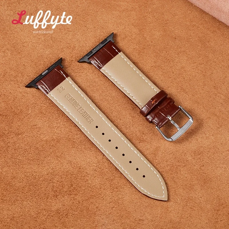 Pulseira de relógio de couro em relevo masculina e feminina, pulseira para Apple iWatch Series 9, 8, 7, 6, 5, 4, 3, SE, 49mm, 44mm, 45mm, 42 milímetros, 38 milímetros, 40 milímetros, 41 milímetros