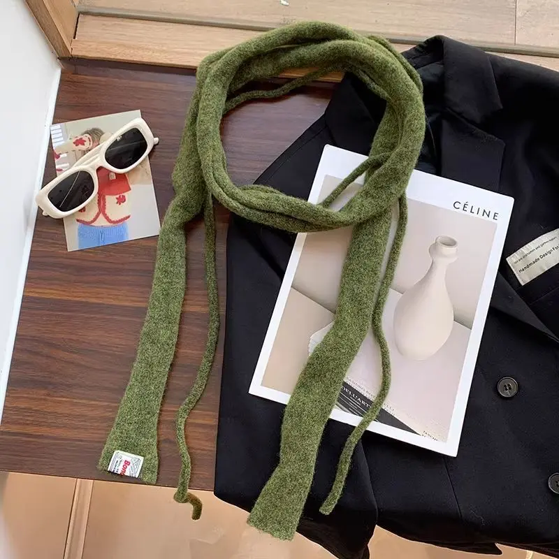 

Модный длинный узкий вязаный шарф-снуд: теплый, универсальный, декоративный, из полиэфирного волокна, для осени и зимы