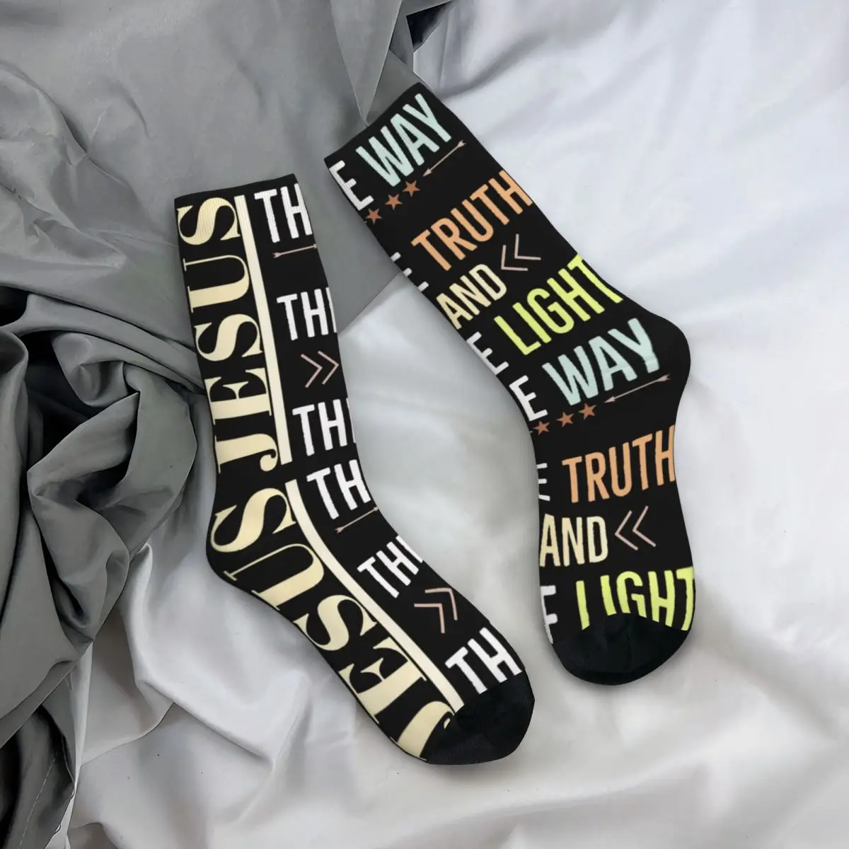 Jesus The Way The Truth And The Light Accessories Socks Cozy Sport Middle Tube Socks Cute for Men's Gift Idea