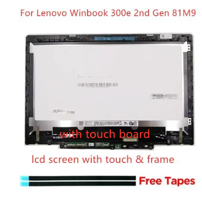 11.6″ For Lenovo Winbook 300e 2nd Gen 81M9 5D10T45069 Laptop LCD Display Touch Screen Assembly Frame Replacement HD 1366*768