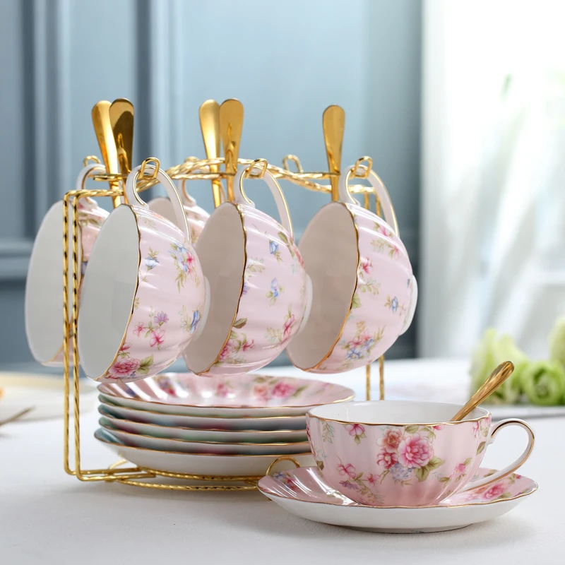 

Набор тыквенных чашек с золотой каймой, нарисованными вручную, набор/6 шт., британские чашки для послеобеденного чая/керамический набор кофейных чашек с держателем/кружки для молока