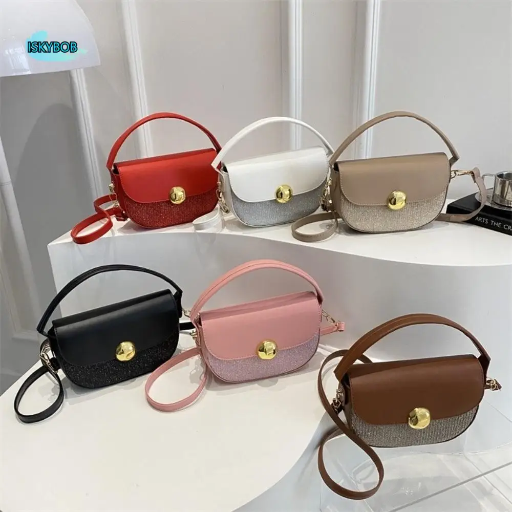 

Trendy Korean Style Sequin Crossbody Bag Luxury Pu Saddle Bag Adjustable Strap Large Capacity Women Shoulder Bag Women