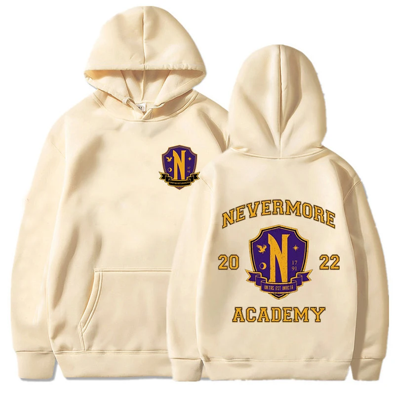 Nevermore Academy Hoodie Wanita dengan Pola Pullover Musim Dingin Wanita Baju Kawaii Hoodie Fashion Wanita Lucu Addams Rabu