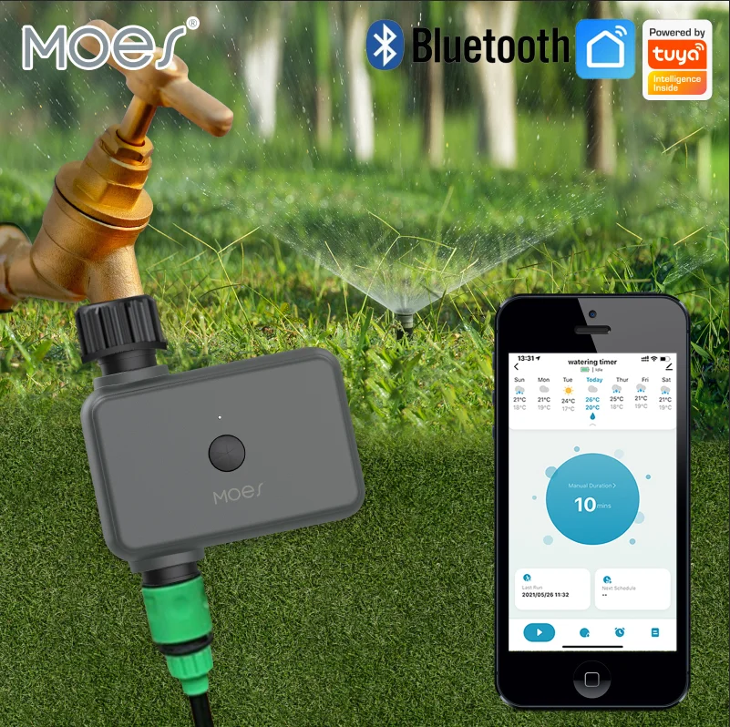 Smart Tuya Bluetooth Water Timer Rain Delay Programmable Irrigation Timer with Automatic and Manual Watering Hub Required