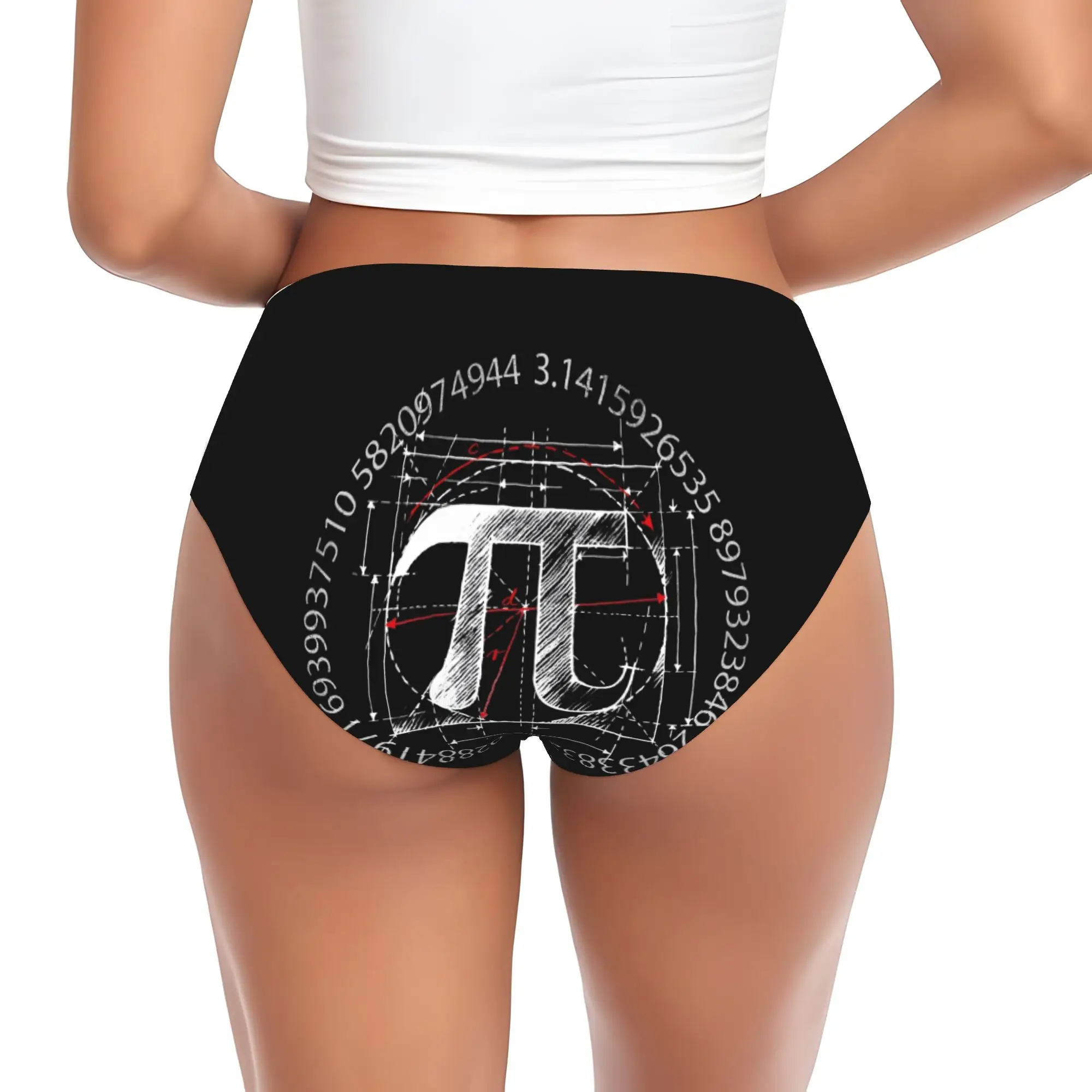Custom Pi Symbol Line Drawing Brief Panties Womens Comfort Stretch Math Science Underwear