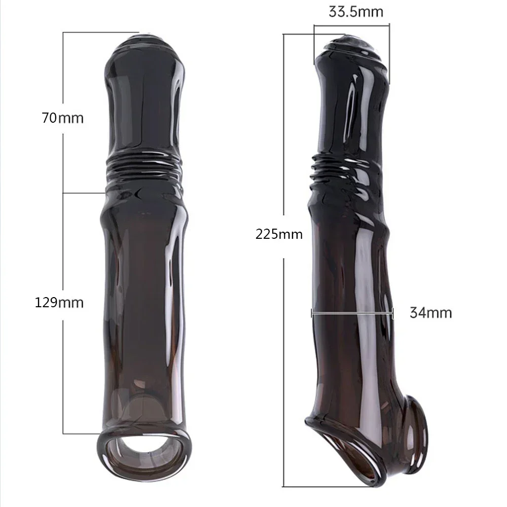 Adult Penis Extender Enlargement Reusable Condom Penis Sleeve Sex Toys For Men Extension Cock Ring Horse Dicks Delay Ejaculation