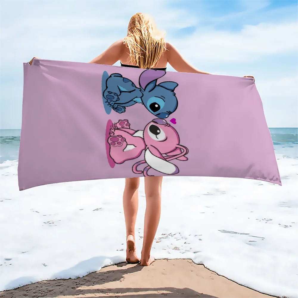 1 PC Stitch Cartoon Disney Collection Beach Towel - Super Absorbent, Quick Dry, Lightweight, Soft & Oversized Microfiber Beach B