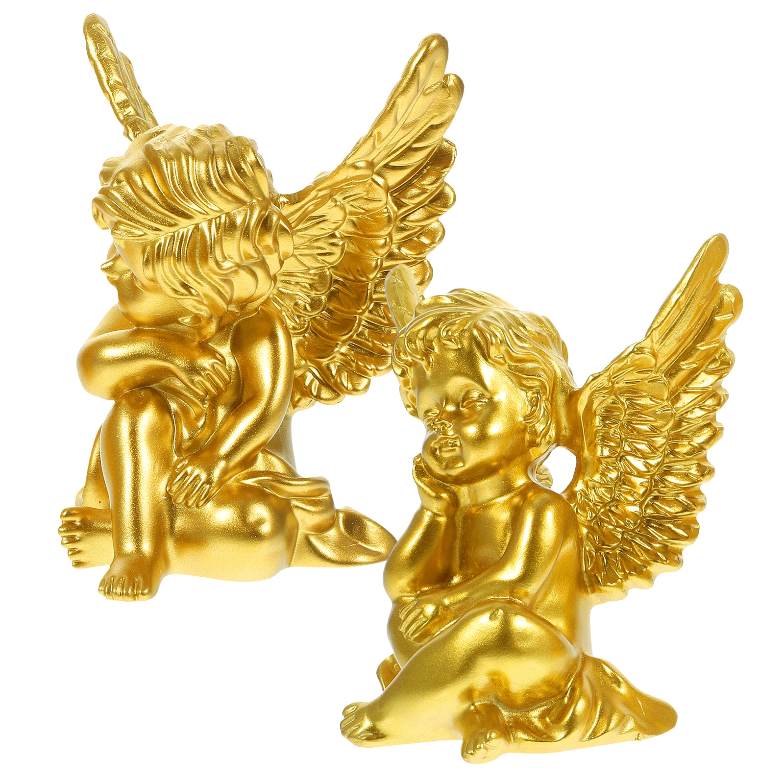 

2pcs Adorable Angel Figurines Resin Sculpture Decorative Statues Home Wedding Decoration Cute Tabletop Angel Ornament Lovely