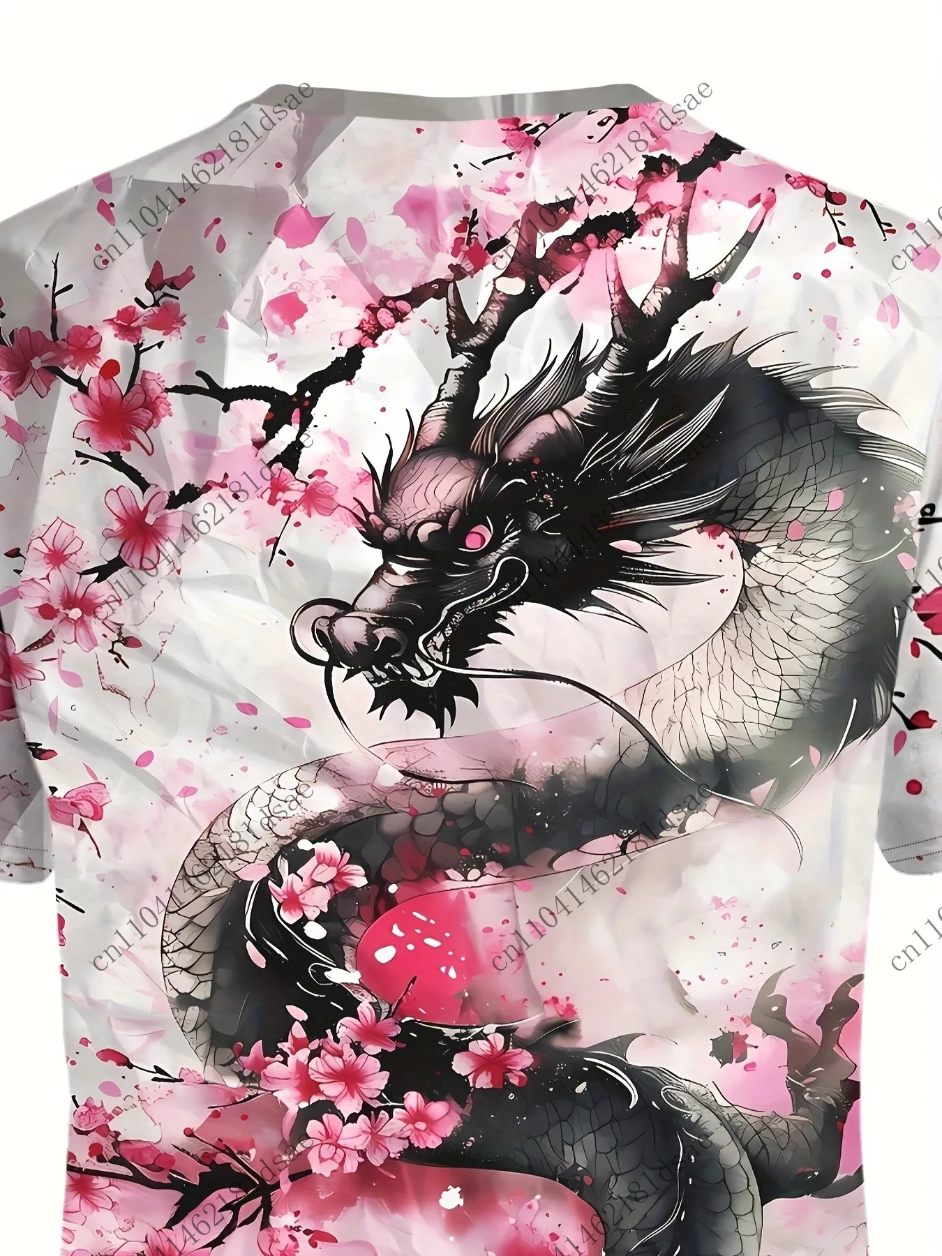 تي شيرت مطبوع ثلاثي الأبعاد ملابس الصيف قصيرة الأكمام بلايز قصيرة أنيمي تيز البوليستر الرجال طباعة طلاء حبر نمط الخوخ التنين #4