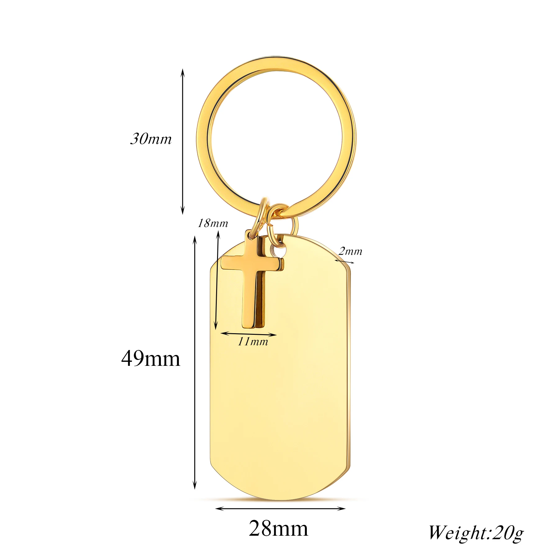 Brelok prostokątny z zawieszką krzyża Twój Bóg będzie z Tobą gdziekolwiek się pojawiłeś Biżuteria ze stali nierdzewnej Prezent dla Chrześcijana