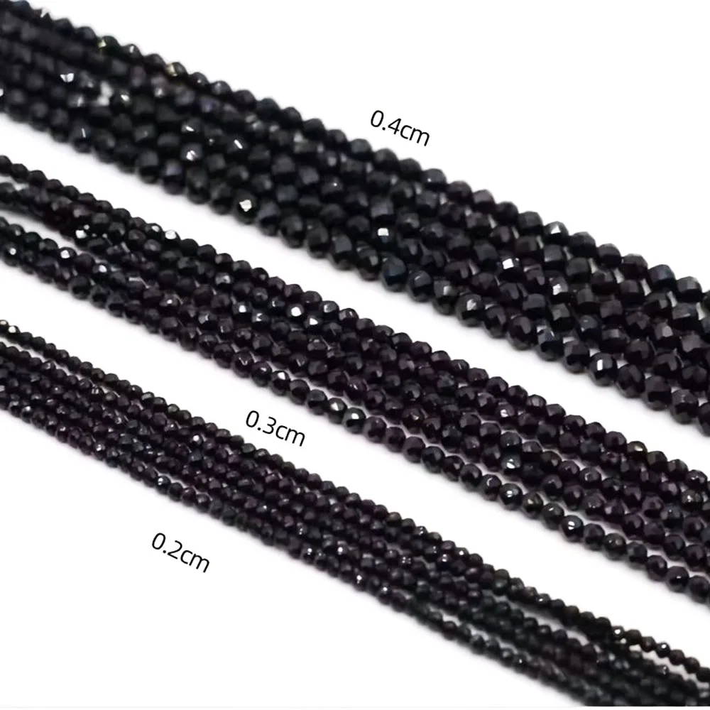 2mm 3mm 4mm Natürlicher schwarzer Spinell, facettierter runder Stein, Kristall-Energie-Edelstein für DIY, für Männer und Frauen – Detail 5