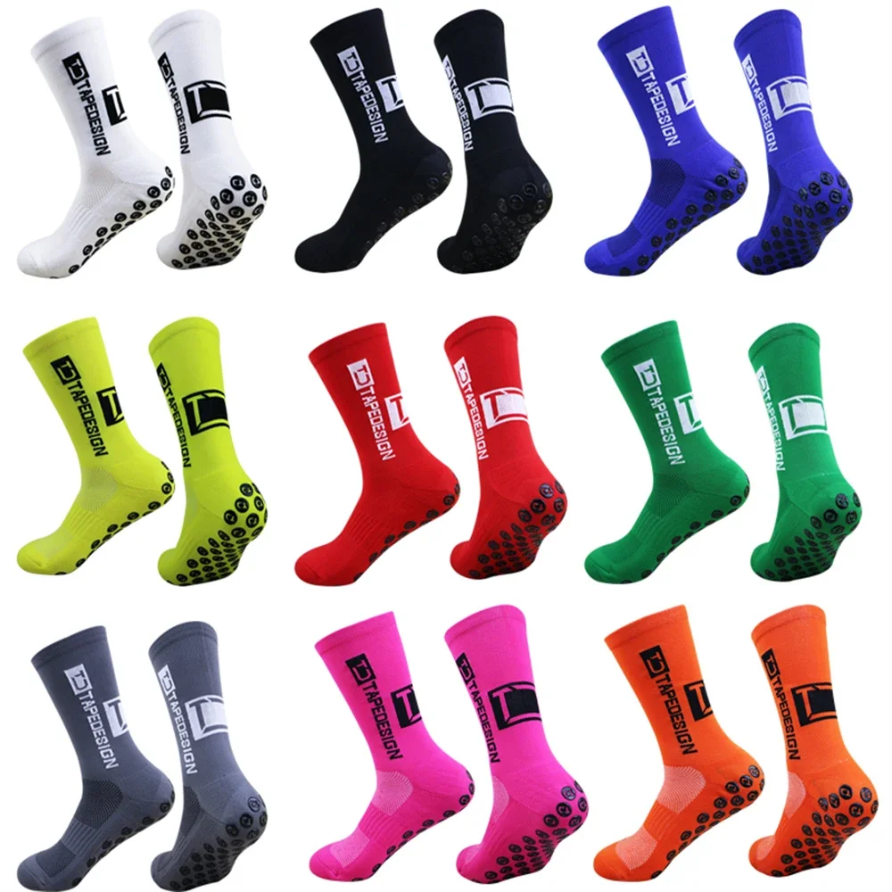 1 Pair of Anti Slip Soccer Socks for Men, Anti Slip Grip Soccer Basketball Sports Bike Socks, Shock-absorbing Sports Socks