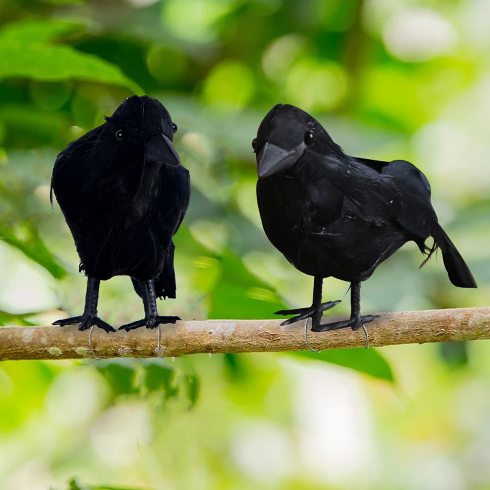 Halloween Artificial Raven Crow Realistic Black Feathered Crows Raven Festive Atmosphere Lifelike for Garden Balcony Decorations