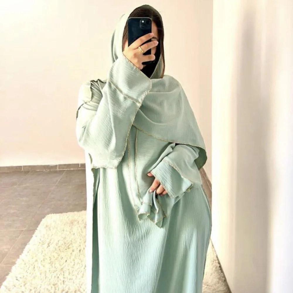 

Muslim Women One Piece Prayer Dress Hooded Hijab Robe Djellaba Eid Ramadan Jalabiya Turkey Kaftan Dubai Abaya Caftan Kebaya Gown