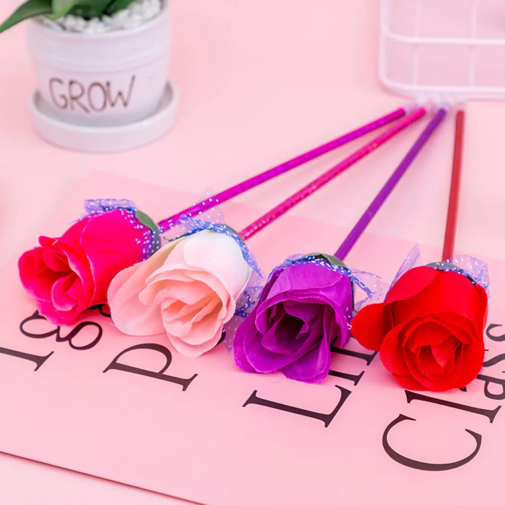 

20Pcs Exquisite Rose Shape Ballpoint Pen Portable Writing Pen for Student School Office Use Elegant Creative Stationery Supply