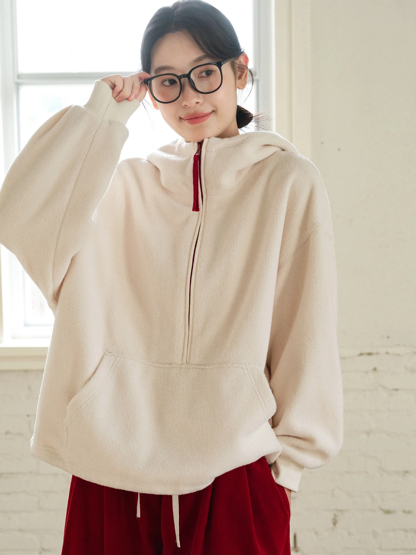 

Thiened Fce Sweatirt Soft Cozy Winter Casual Women's Clothing Warmth Lazy Sle 340G Soft Plu Hooded Long Sve