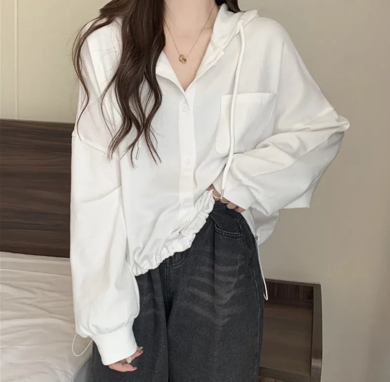 Hooded New In Hoodies Women Y2K Clothes Beige Trends Ootd Invierno Nueva Top Capucha Moda Urbana Estampada Divertida Stitched