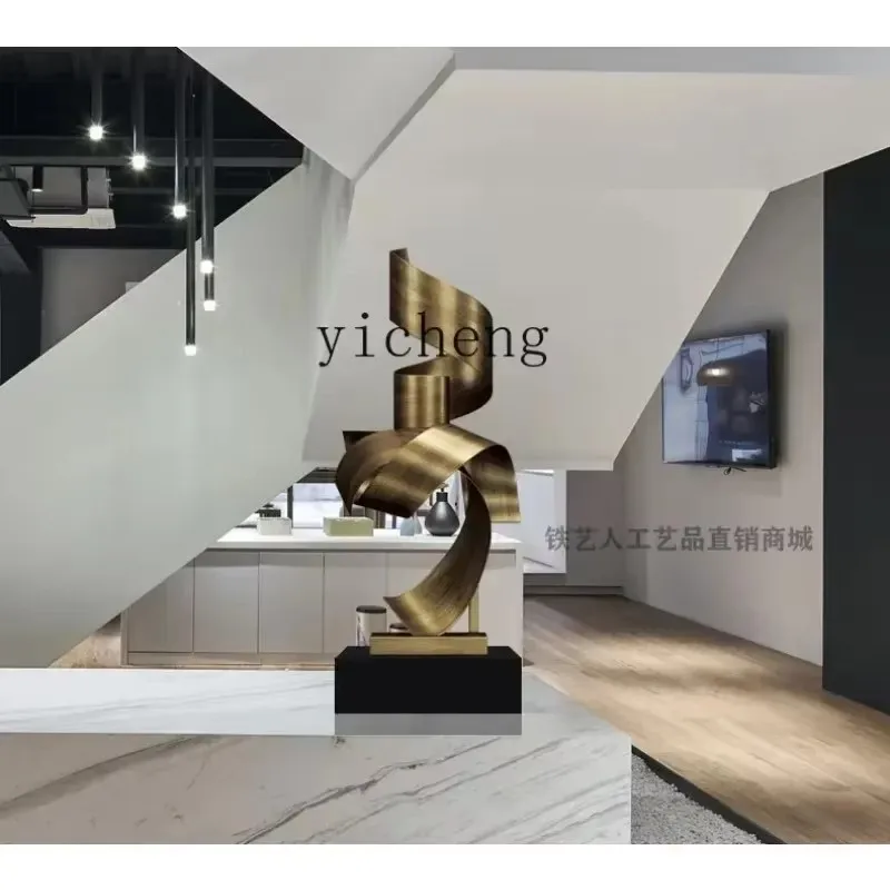 BJ-9  Modern Light Luxury Abstract Artwork Floor Decoration Hotel Lobby Large Metal Sculpture Ornament