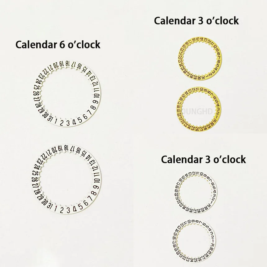 Подходит для движущегося диска 671 с календарем, положение 3 часов, положение 6 часов, белый золотой диск с календарем 2671