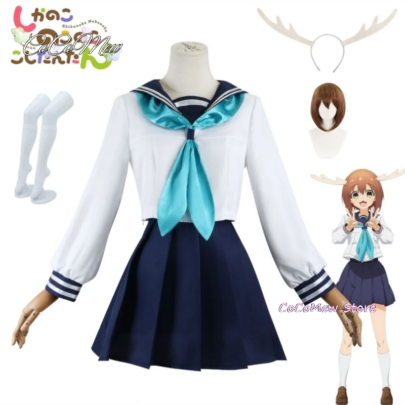 

Noko Shikanoko Cosplay Costume Wig Anime My Deer Friend Nokotan Dress School Uniform JK Sailor Skirt Headwear Torako Koshi Women