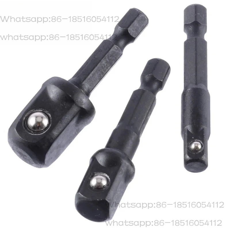 3Pcs Impact Socket Adapter 1/4 3/8 1/2 Inch Nut Driver Sockets Hex Shank Extension For Screwdriver Handle Tool