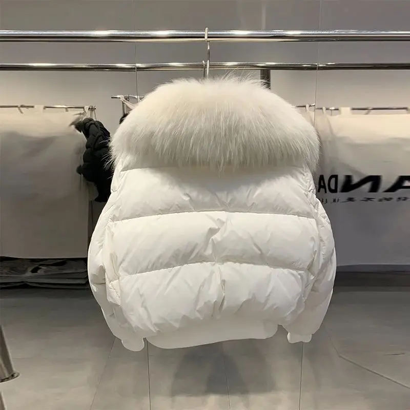 Lagabogy Winter Puffer Jaet 2023 Donna Thi Warm ort Ele Sle Bianco Du piumino imbottito con cappuccio staccabile Collezione autunnale