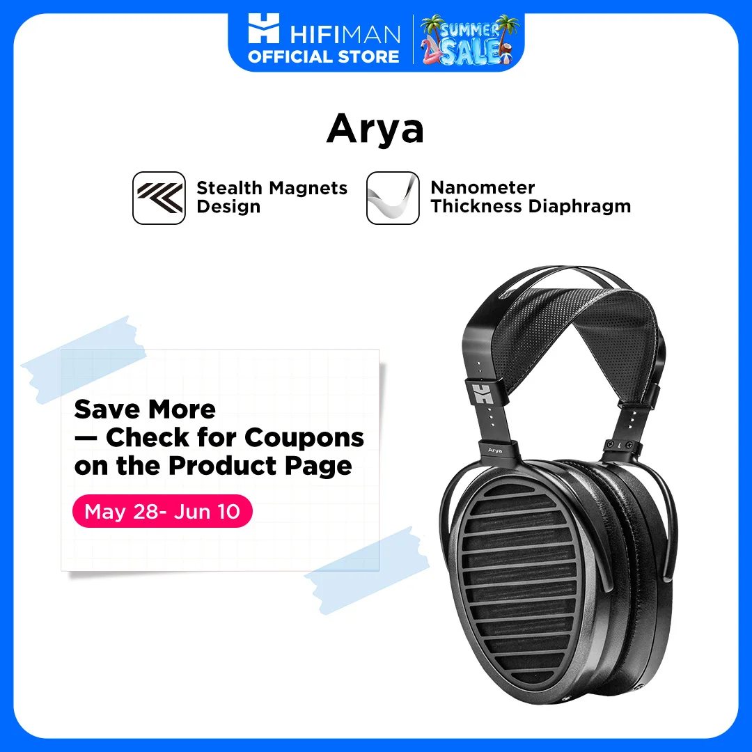 Casque audio planaire magnétique circum-auriculaire pleine taille HIFIMAN Arya, version aimants discrets