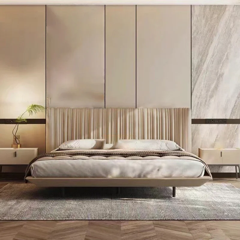 Sleeping Princess Bed Italian Minimalist Leather Design Headboards Frame Bed Queen Sleeping Letto Matrimoniale Hotel Furniture
