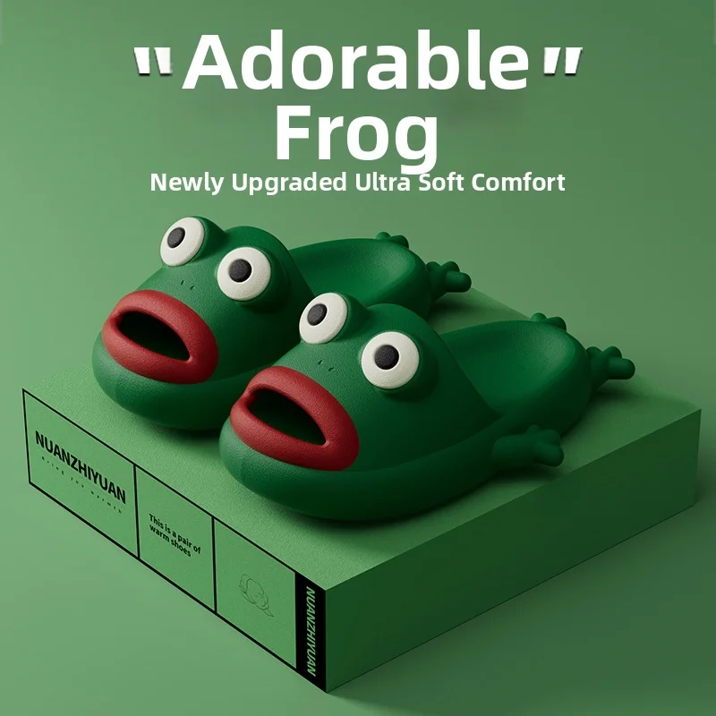 Summer Cute Frog Slippers Women Men EVA Soft Non slip Indoor Outdoor Sandals Funny Animal Flip Flops Beach Garden Clogs Shoes