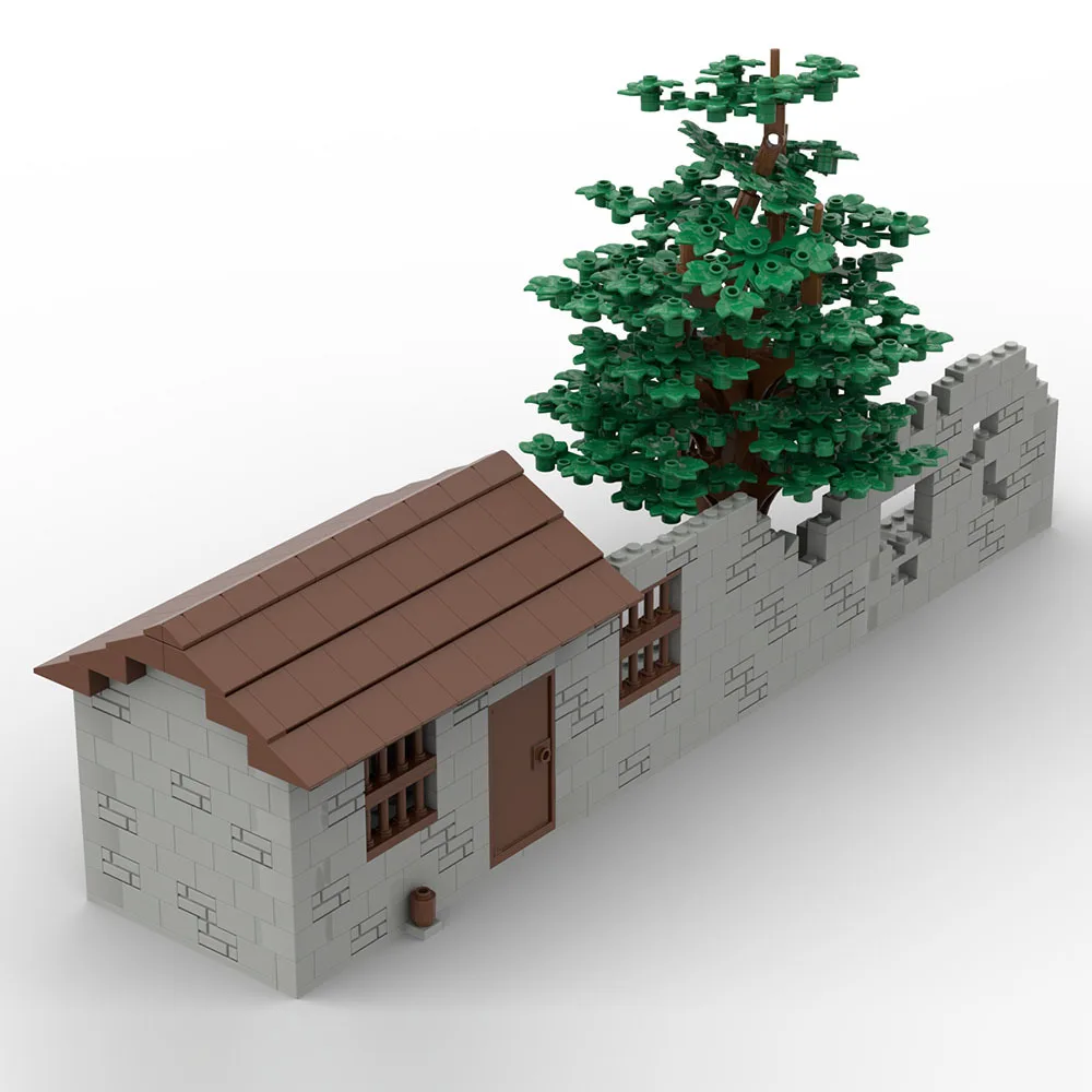 MOC Abandoned House Destroyed Military Base Wall War Scenes DIY Assemble Building Blocks Compatible Figures Toy Bricks Model