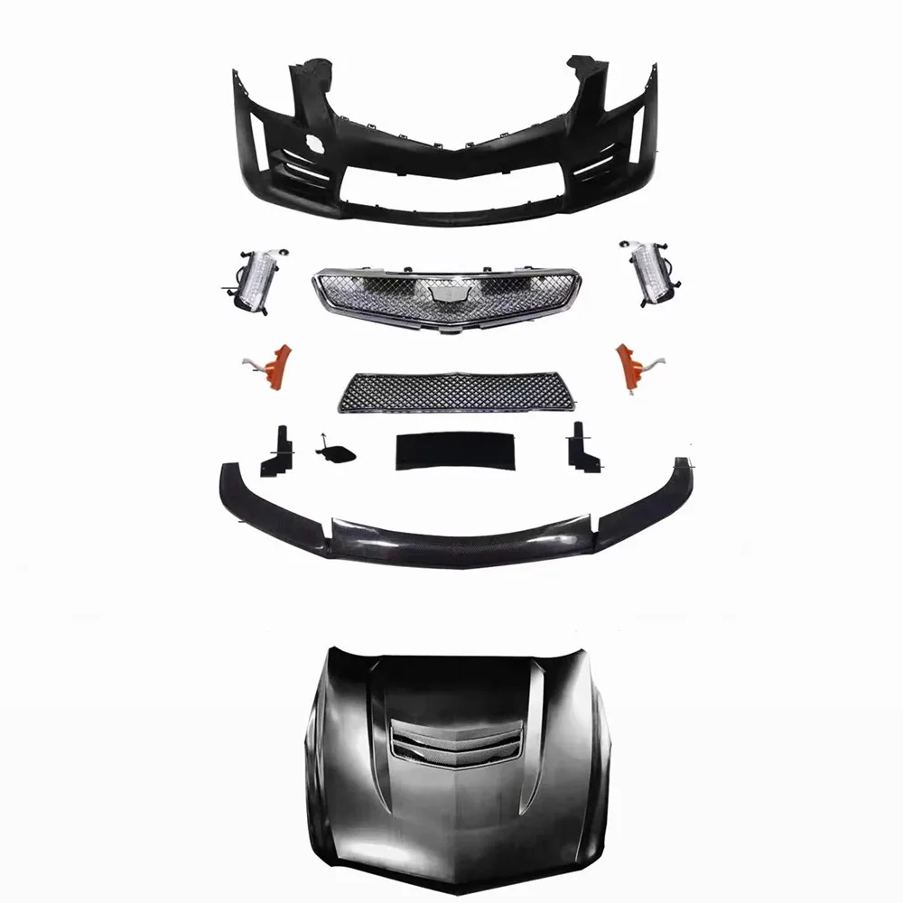 Engine Cover Front Grille Front Lip Front Bumper For Cadillac ATS 2014-2018 Body kit Gen 3 ATSV Style Car Assy