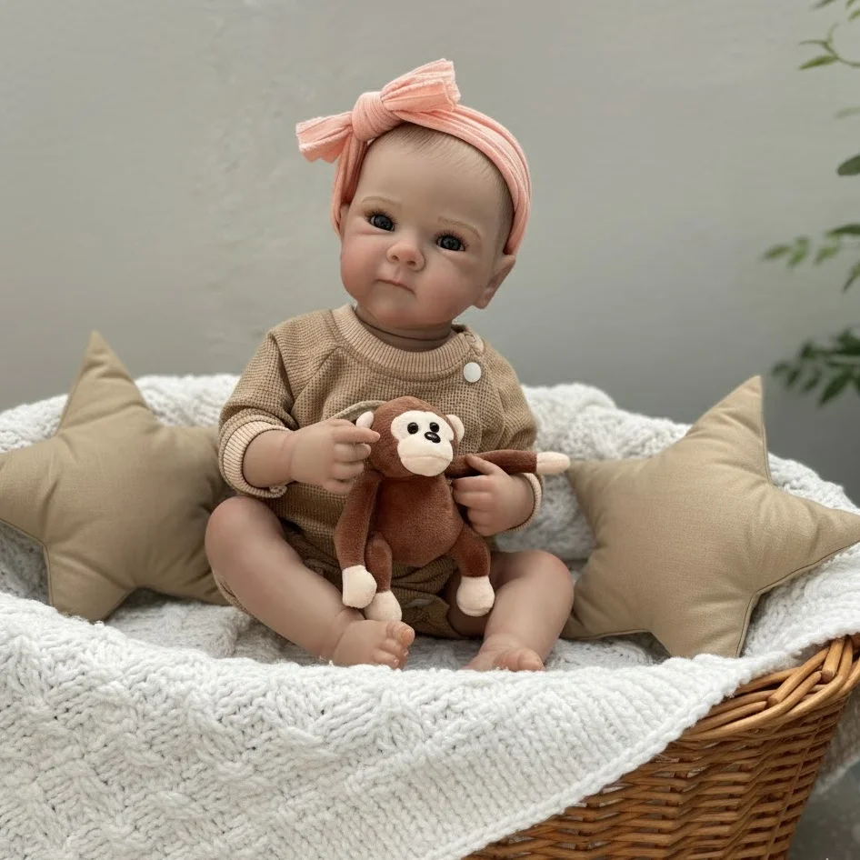 

AnjoDoll Adorable Bettie Bebe 45CM Girl Full Body Soft Vinyl Doll With Painted Hair For Kid's Christmas Gift Muñecas