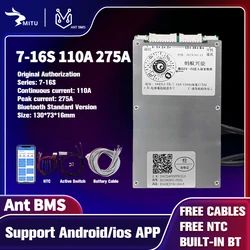 Smart ANT BMS 7S 16S 110A 275A 8S 9S 10S 11S 12S 13S 14S 15S 24V 36V 48V 60V 72V Lifepo4 li-ion LTO Bluetooth APP Balance