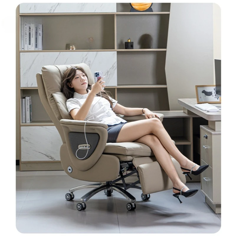 

Leather massage electric boss chair recliner nap high-end office chair comfortable sedentary home computer chair