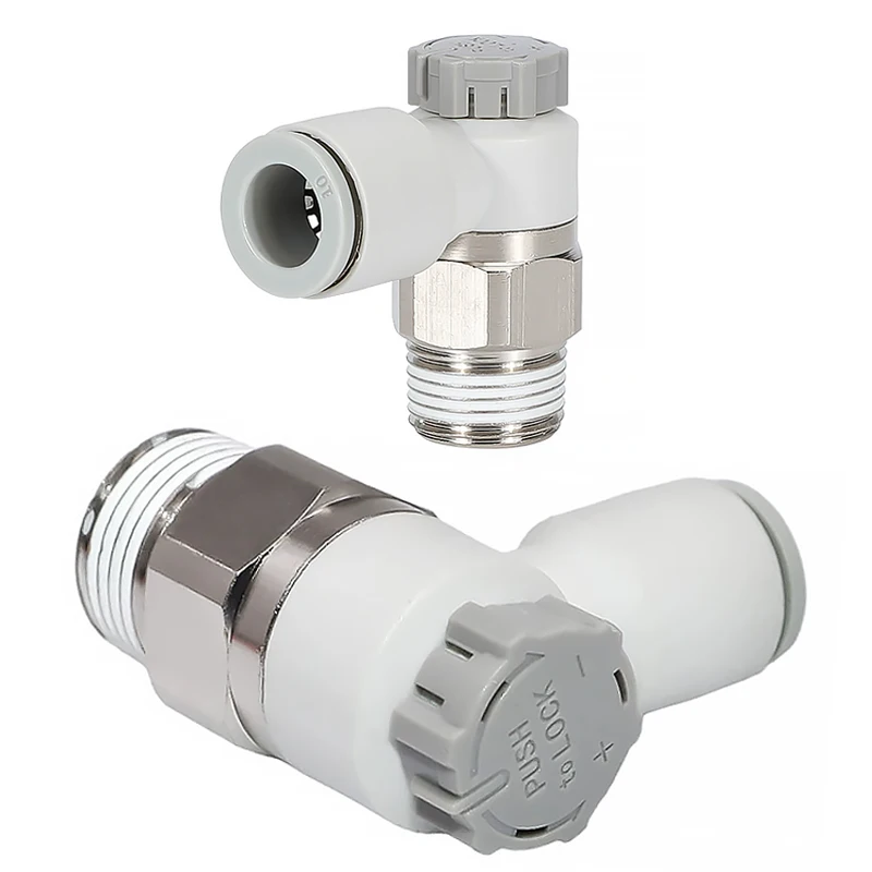 10PCS AS1201F-M5-04SA Exhaust Flow Speed Control With Lock Pneumatic Quick Connector Meter-out Elbow Throttle Valve AS2201 3201F