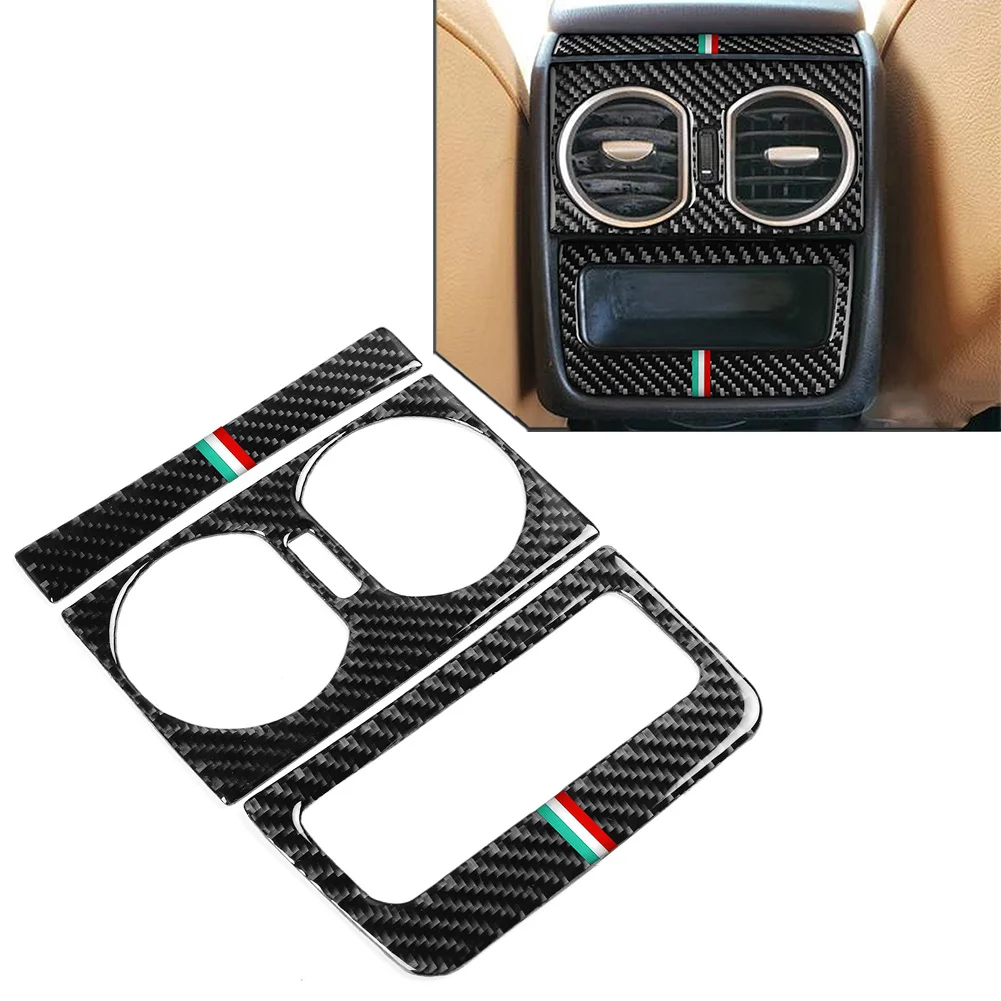 Car Rear Air Outlet Cover AC Panel Vent Sticker Trim 3Pcs For Alfa Romeo 159 2004-2012 Carbon Fiber Black