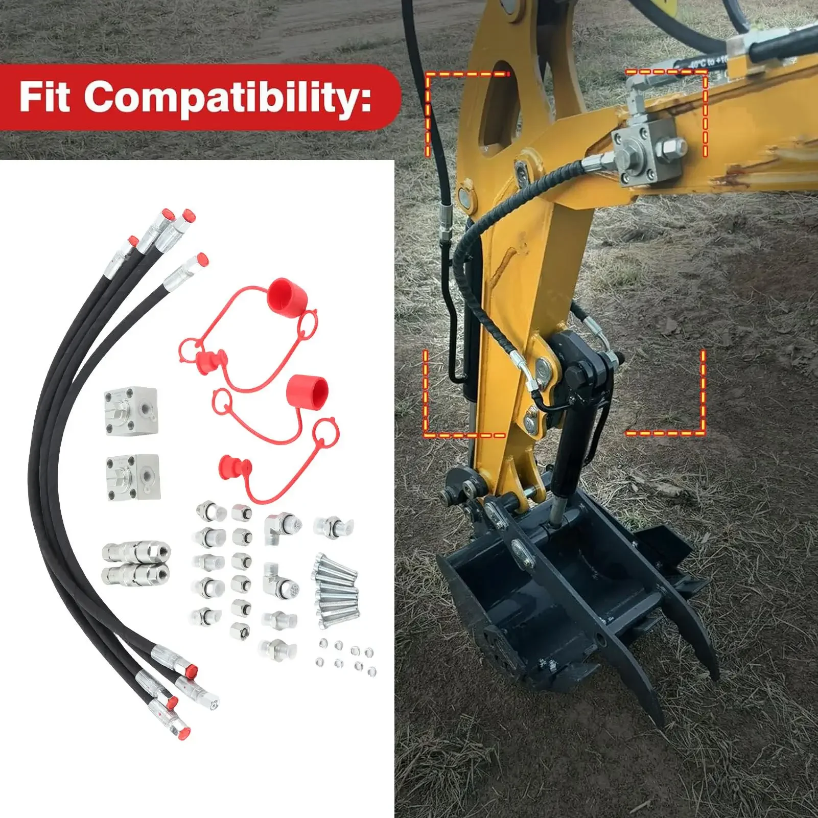 

3 Way Diverter Valve 3 Way Diverter Valves with Quick Connectors 31 Inch Flexible Hoses for 1-2 Ton Chinese Mini Excavator